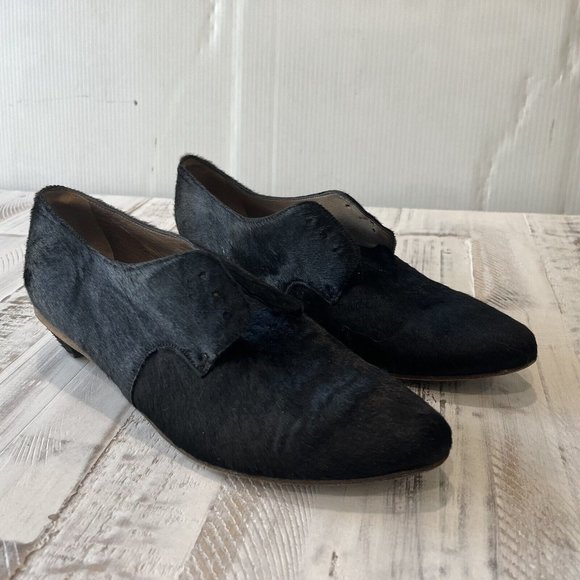 Marsell Black Pony Hair & Leather Oxford Loafers Pointed Toe - Picture 2 of 8